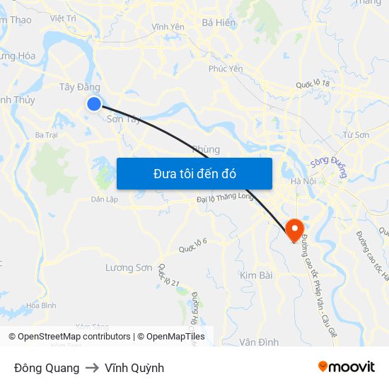 Đông Quang to Vĩnh Quỳnh map