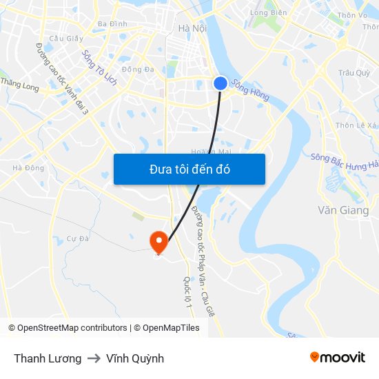 Thanh Lương to Vĩnh Quỳnh map