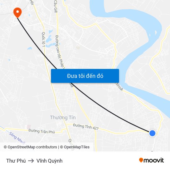 Thư Phú to Vĩnh Quỳnh map