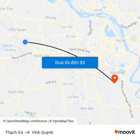 Thạch Xá to Vĩnh Quỳnh map