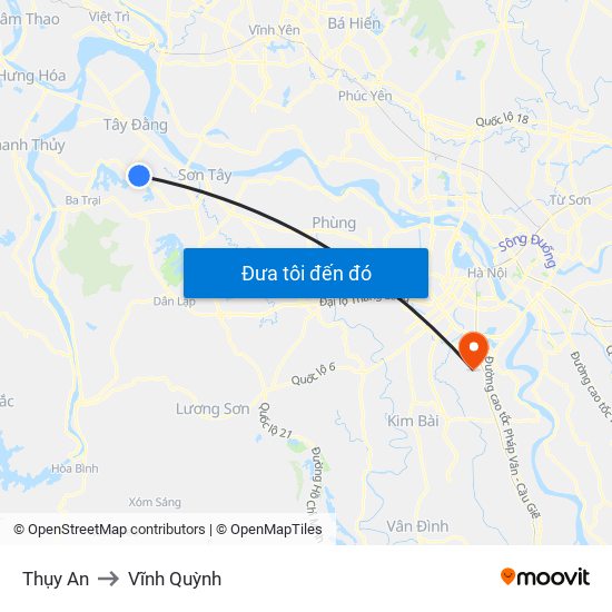 Thụy An to Vĩnh Quỳnh map