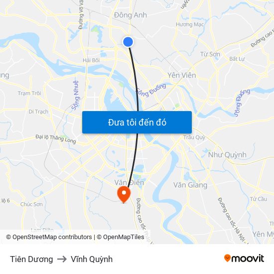 Tiên Dương to Vĩnh Quỳnh map