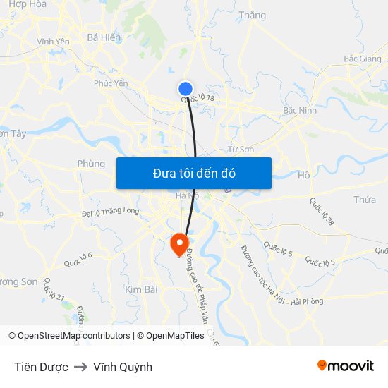 Tiên Dược to Vĩnh Quỳnh map