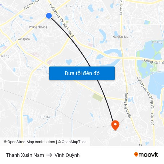 Thanh Xuân Nam to Vĩnh Quỳnh map