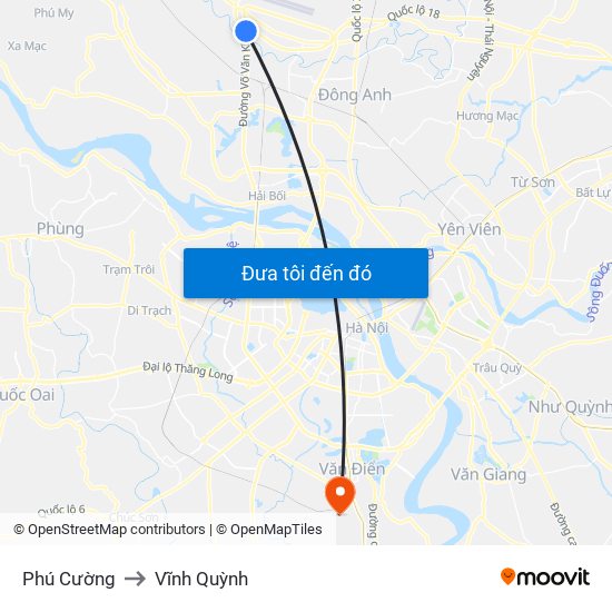 Phú Cường to Vĩnh Quỳnh map