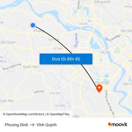 Phương Đình to Vĩnh Quỳnh map
