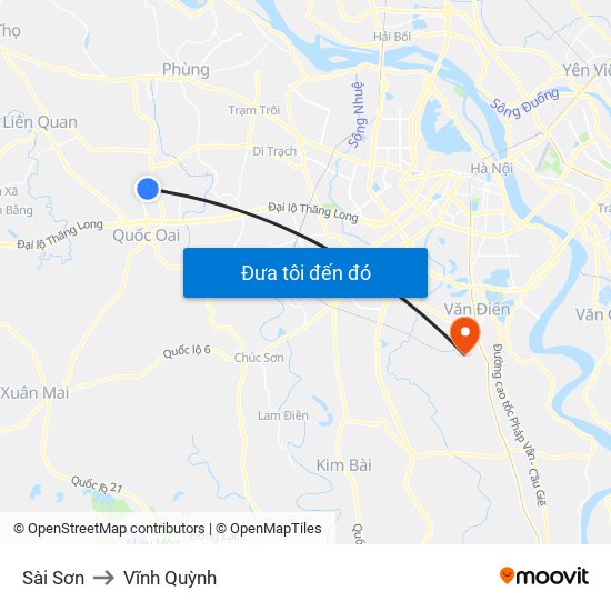 Sài Sơn to Vĩnh Quỳnh map