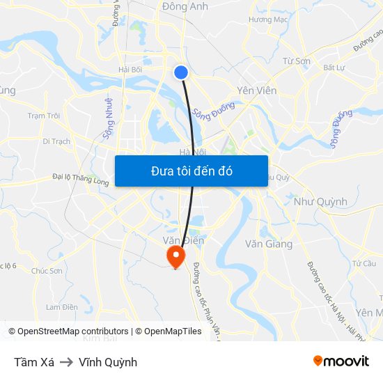 Tầm Xá to Vĩnh Quỳnh map