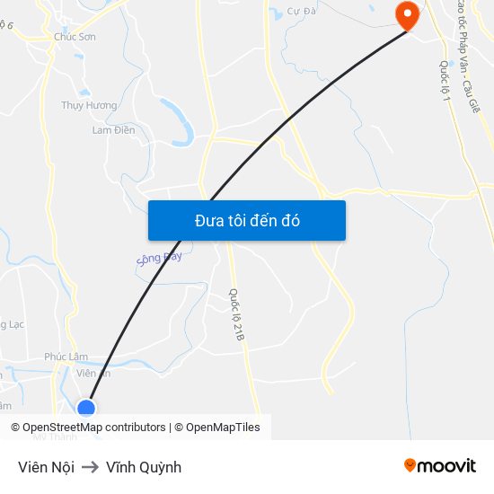 Viên Nội to Vĩnh Quỳnh map