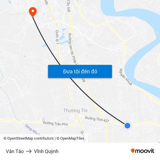 Vân Tảo to Vĩnh Quỳnh map