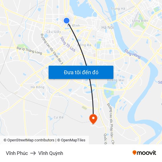 Vĩnh Phúc to Vĩnh Quỳnh map