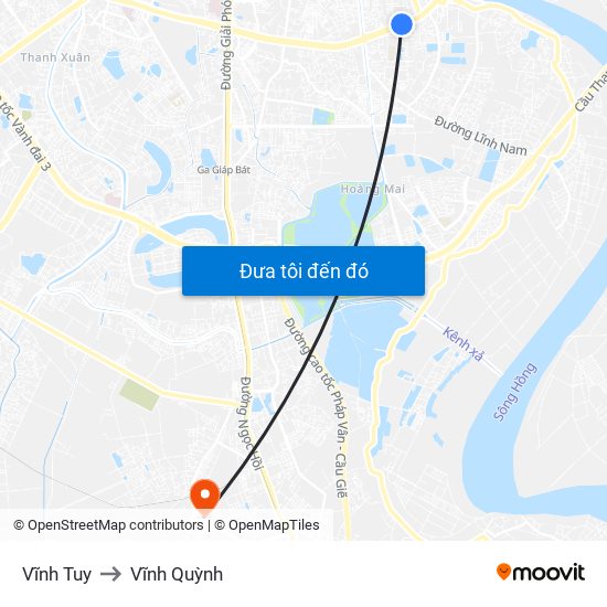 Vĩnh Tuy to Vĩnh Quỳnh map