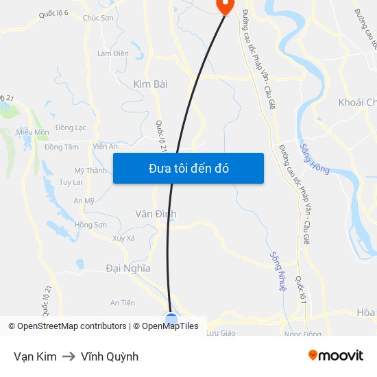 Vạn Kim to Vĩnh Quỳnh map