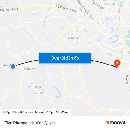 Tiên Phương to Vĩnh Quỳnh map