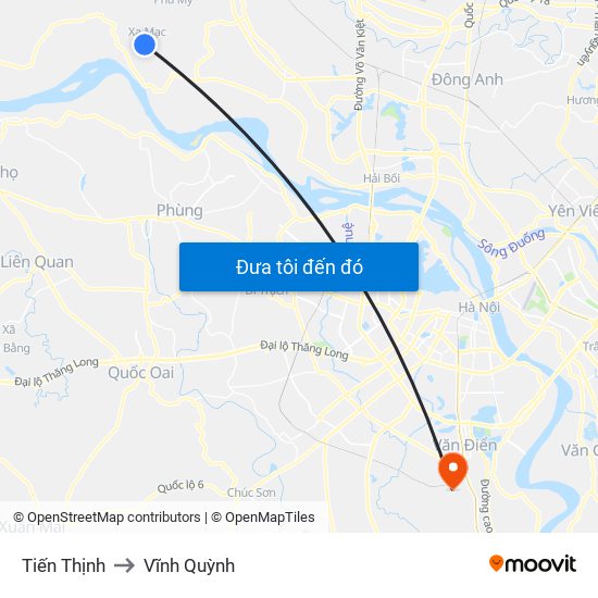 Tiến Thịnh to Vĩnh Quỳnh map