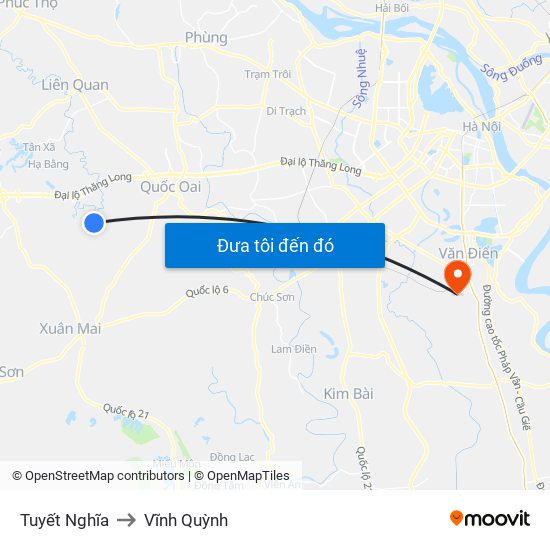 Tuyết Nghĩa to Vĩnh Quỳnh map