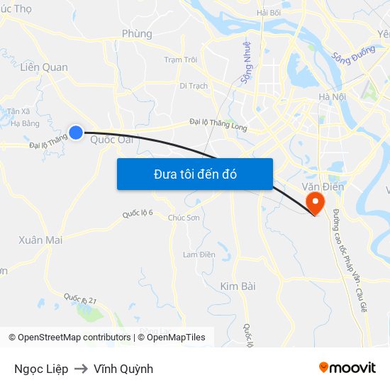 Ngọc Liệp to Vĩnh Quỳnh map