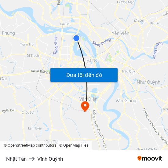 Nhật Tân to Vĩnh Quỳnh map