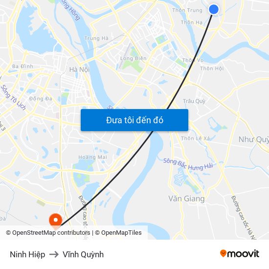 Ninh Hiệp to Vĩnh Quỳnh map