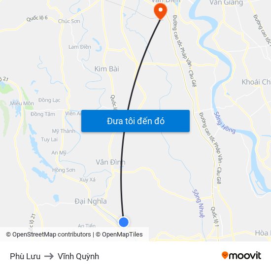 Phù Lưu to Vĩnh Quỳnh map