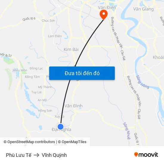 Phù Lưu Tế to Vĩnh Quỳnh map