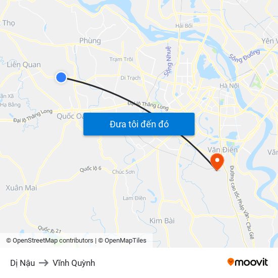 Dị Nậu to Vĩnh Quỳnh map