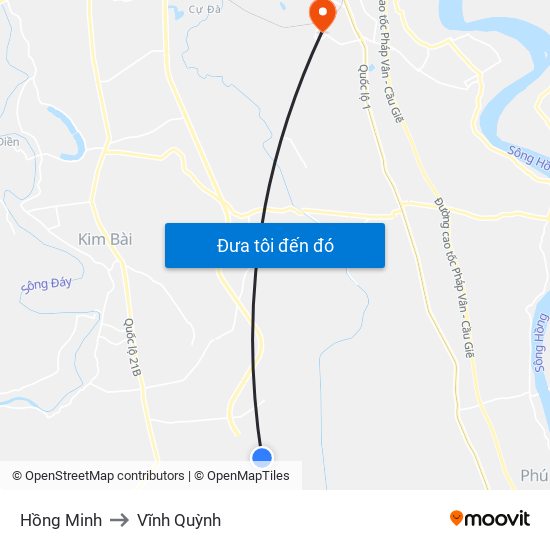 Hồng Minh to Vĩnh Quỳnh map