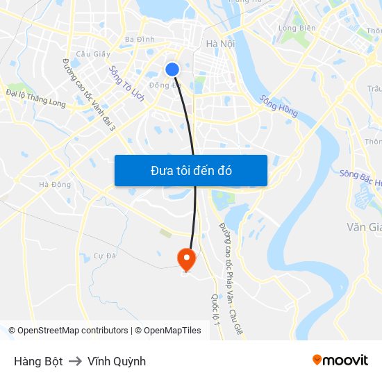 Hàng Bột to Vĩnh Quỳnh map