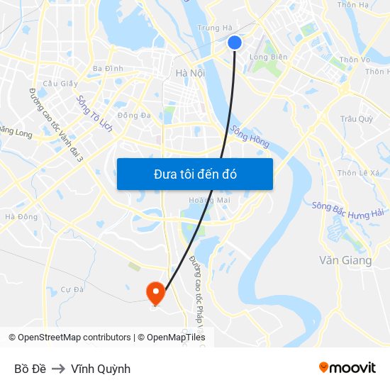 Bồ Đề to Vĩnh Quỳnh map