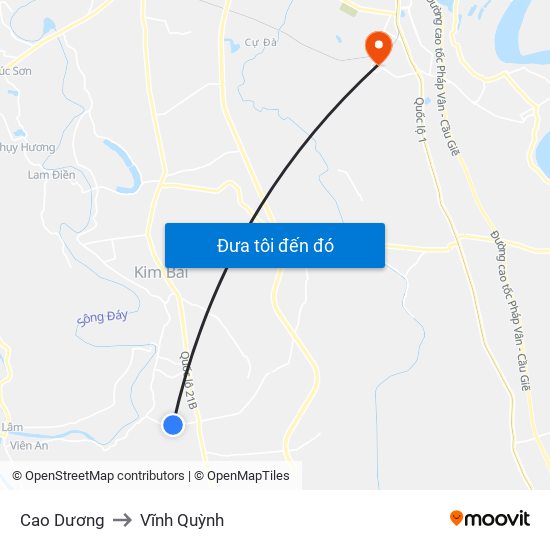 Cao Dương to Vĩnh Quỳnh map
