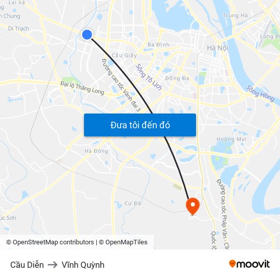 Cầu Diễn to Vĩnh Quỳnh map