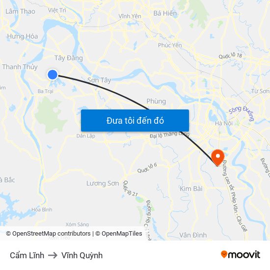 Cẩm Lĩnh to Vĩnh Quỳnh map