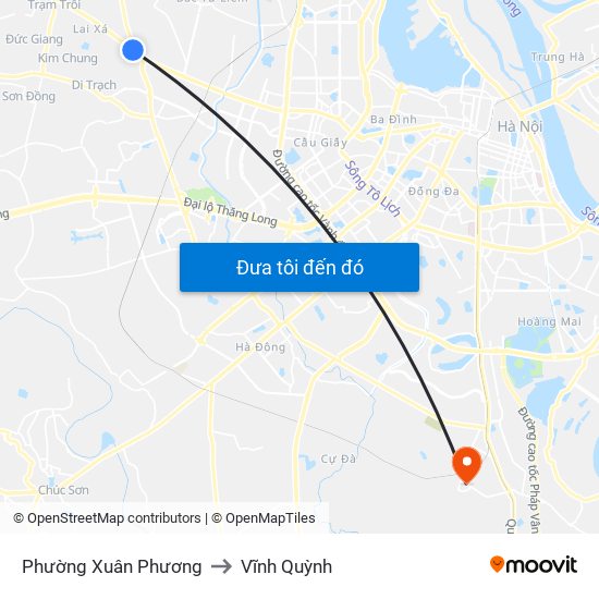 Phường Xuân Phương to Vĩnh Quỳnh map