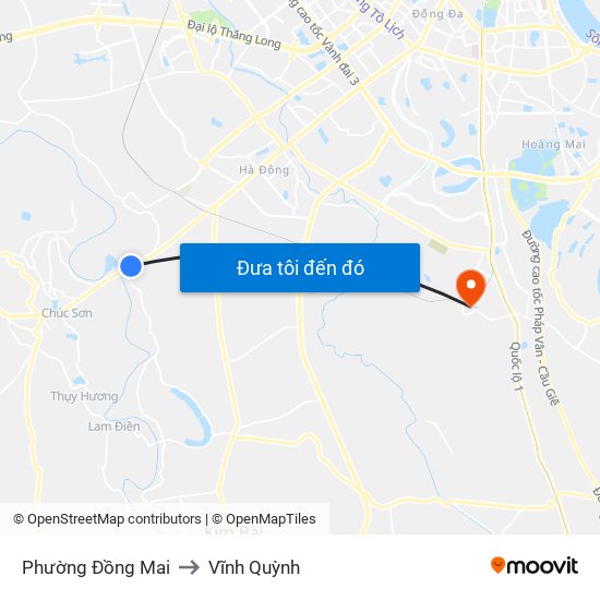 Phường Đồng Mai to Vĩnh Quỳnh map