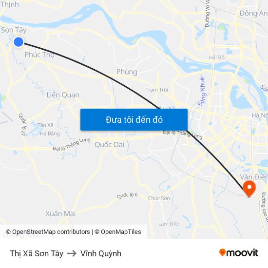 Thị Xã Sơn Tây to Vĩnh Quỳnh map