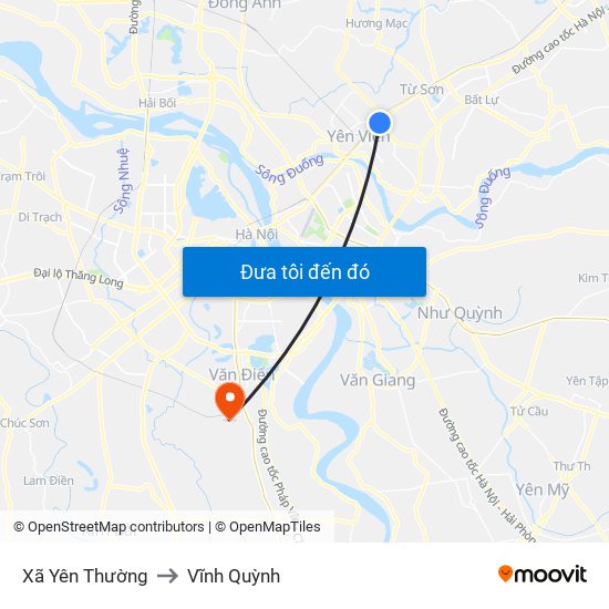 Xã Yên Thường to Vĩnh Quỳnh map