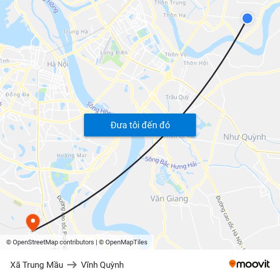Xã Trung Mầu to Vĩnh Quỳnh map