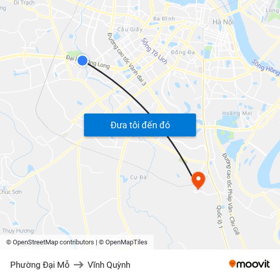 Phường Đại Mỗ to Vĩnh Quỳnh map
