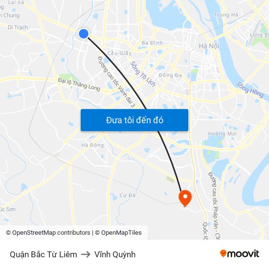 Quận Bắc Từ Liêm to Vĩnh Quỳnh map