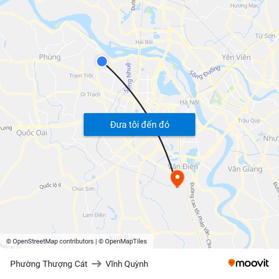 Phường Thượng Cát to Vĩnh Quỳnh map