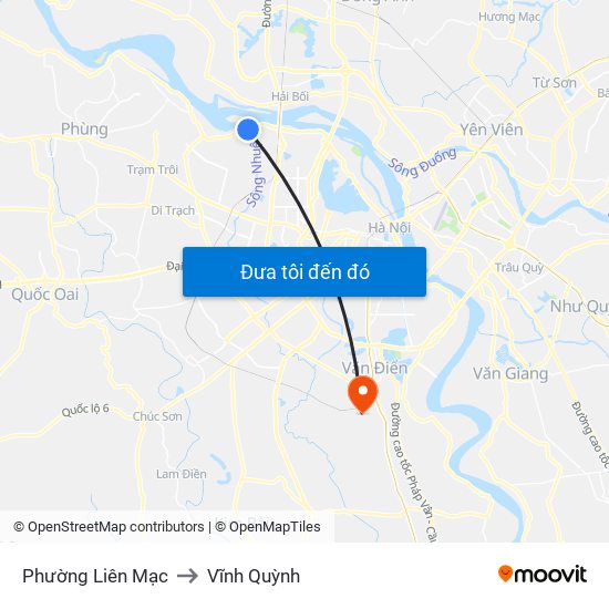Phường Liên Mạc to Vĩnh Quỳnh map