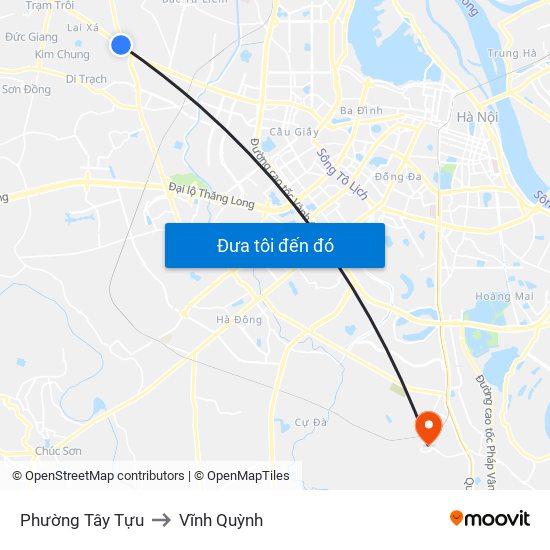 Phường Tây Tựu to Vĩnh Quỳnh map