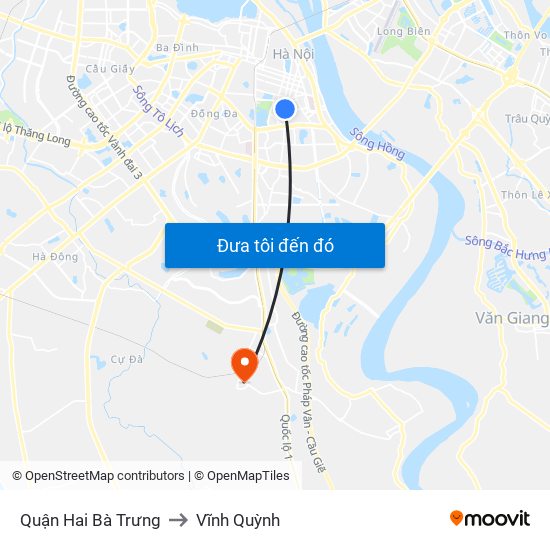 Quận Hai Bà Trưng to Vĩnh Quỳnh map