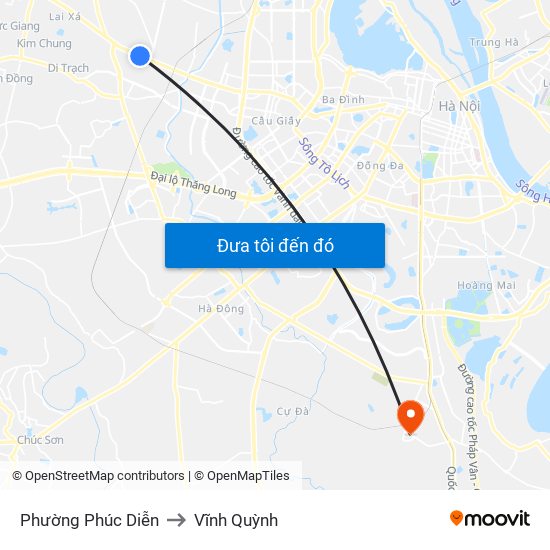 Phường Phúc Diễn to Vĩnh Quỳnh map