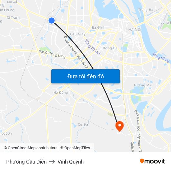 Phường Cầu Diễn to Vĩnh Quỳnh map