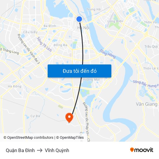 Quận Ba Đình to Vĩnh Quỳnh map