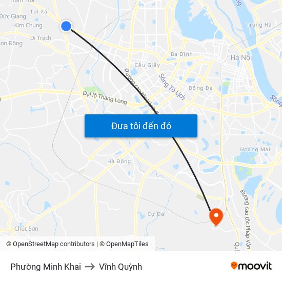 Phường Minh Khai to Vĩnh Quỳnh map