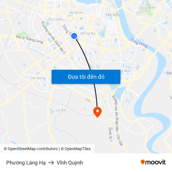 Phường Láng Hạ to Vĩnh Quỳnh map