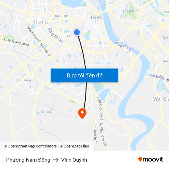 Phường Nam Đồng to Vĩnh Quỳnh map