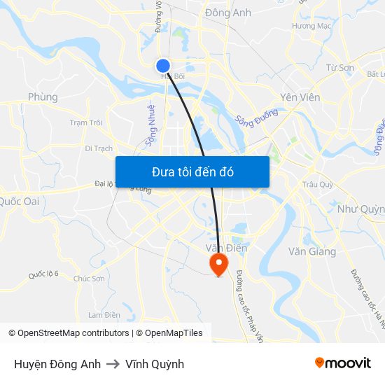 Huyện Đông Anh to Vĩnh Quỳnh map